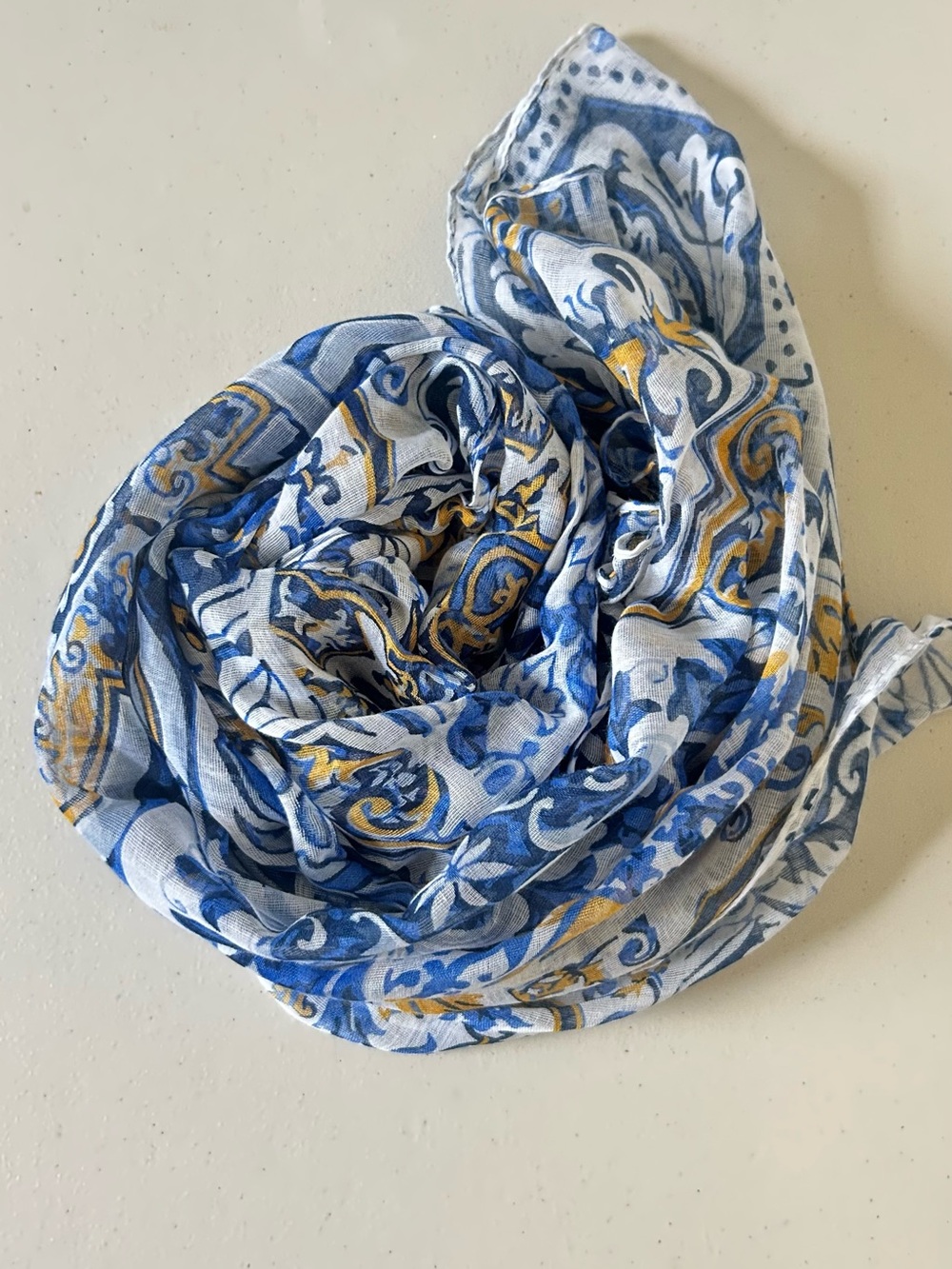 Blue and Gold Paisley Design Scarf